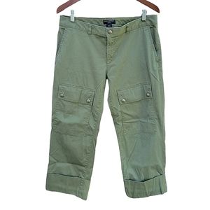 Banana Republic Y2K Utility Cargo Crop Pants in Military Green Size 12